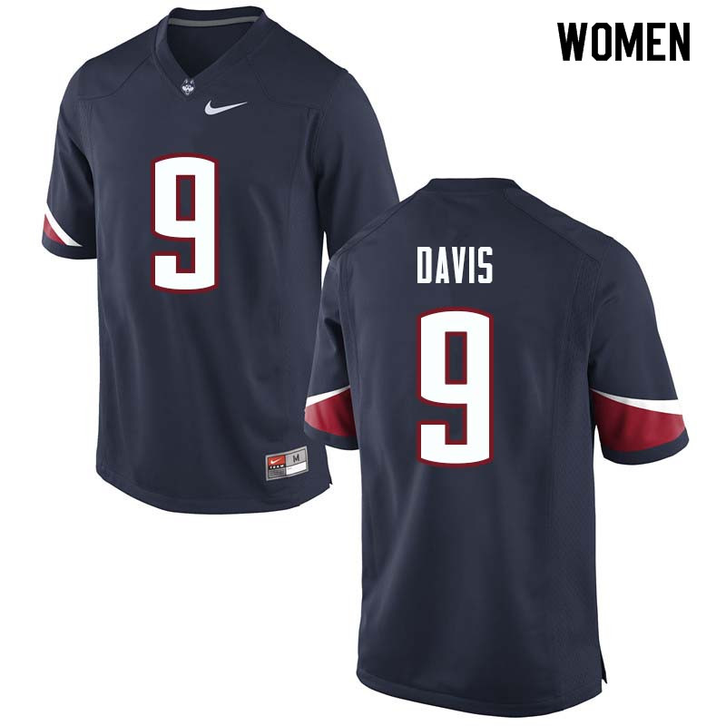 Women #9 Tyler Davis Uconn Huskies College Football Jerseys Sale-Navy